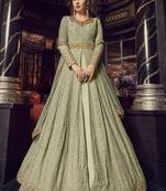 Sea-Green Embroidered Georgette Salwar With Dupatta