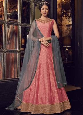 Grey embroidered net salwar with dupatta 3