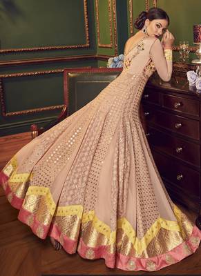 Peach embroidered georgette salwar with dupatta 3