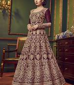 Maroon Embroidered Silk Salwar With Dupatta