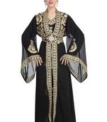 Georgette black embroidered stone work jacket and belt