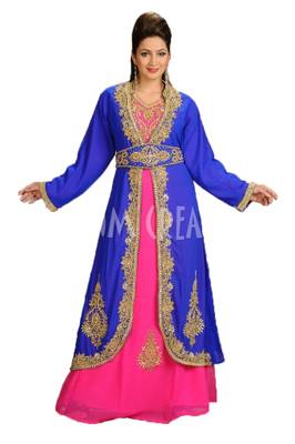 Georgette royal blue embroidered stone work jacket and belt 1