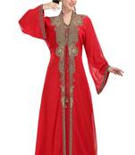 Georgette red embroidered stone work jacket