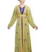 Georgette yellow embroidered stone work jacket and belt
