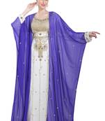 Georgette royal blue embroidered stone work jacket and belt