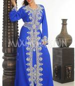 Georgette royal blue embroidered stone work jacket and belt