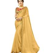 Yellow lace border georgette saree with blouse