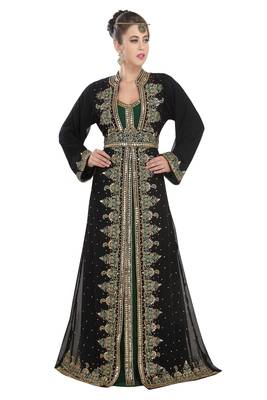 Georgette black embroidered stone work jacket and belt 1