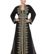 Georgette black embroidered stone work jacket and belt