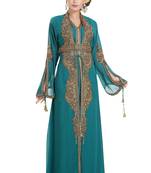 Turquoise Georgette Moroccan Kaftan