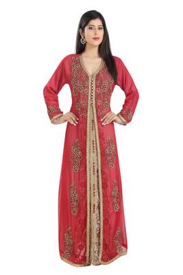 Georgette red embroidered stone work jacket 1