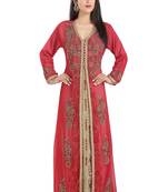 Georgette red embroidered stone work jacket