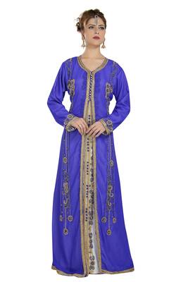 Georgette royal blue embroidered stone work jacket 1