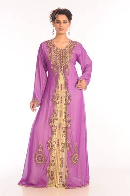 Georgette violet embroidered stone work jacket 1