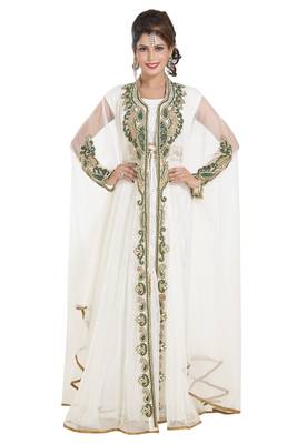 Georgette cream embroidered stone work jacket 1