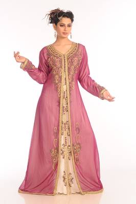 Georgette magenta embroidered stone work jacket 1