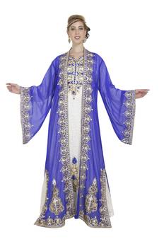Georgette royal blue embroidered stone work jacket only