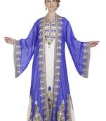 Georgette royal blue embroidered stone work jacket only