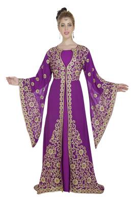 Georgette purple embroidered stone work jacket 1
