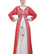 Georgette red embroidered stone work jacket and belt