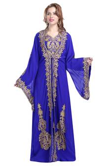 Georgette royal blue embroidered stone work jacket only