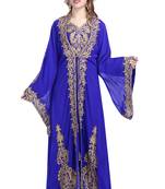 Georgette royal blue embroidered stone work jacket only