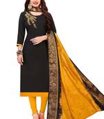 Black Embroidered Cotton Salwar With Dupatta