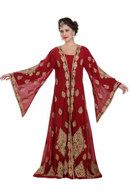 Georgette maroon embroidered stone work jacket 1