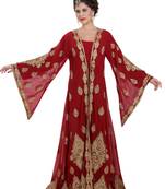 Georgette maroon embroidered stone work jacket