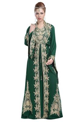 Georgette green embroidered stone work jacket only 1