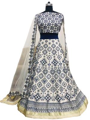 Multicolor digital print silk semi stitched lehenga with dupatta 1