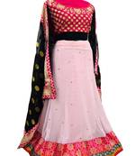 Multicolor embroidered georgette semi stitched lehenga with dupatta