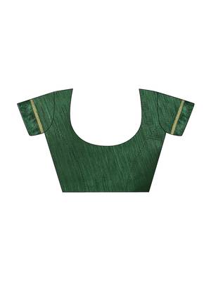 Green Printed Chiffon Saree With Blouse 4