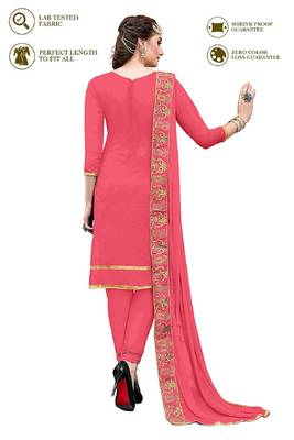 Peach embroidered Hand Work Party Wear chanderi salwar Suit Dupatta With Inner 2