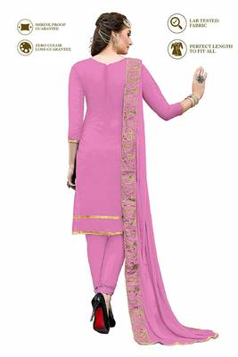 Pink embroidered Hand Work chanderi salwar with dupatta 2