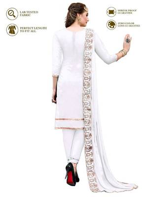White embroidered Hand Work chanderi kameez  Suit Dupatta With Inner 2