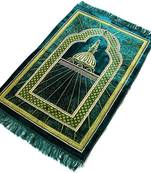 Islamic Muslim Janamaz Musallah Prayer Mat Rug Gold Dark Green Masjid