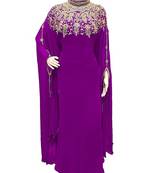 Purple Georgette Embroidered Stone Work Islamic Kaftan