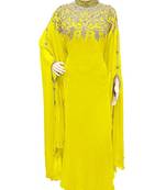 Yellow Georgette Embroidered Stone Work Islamic Kaftan