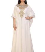Cream Georgette Embroidered Stone Work Islamic Kaftan