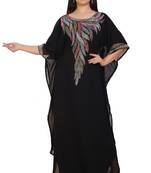 Black Georgette Embroidered Stone Work Islamic Kaftan