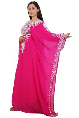 Pink Georgette Embroidered Stone Work Islamic Kaftan 3