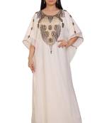 Cream Georgette Embroidered Stone Work Islamic Kaftan