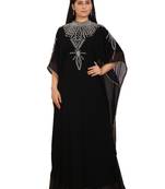 Black Georgette Embroidered Stone Work Islamic Kaftan