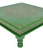 Lal Haveli Low Height Wooden Table Decorative Items for Living Room 18 X 18 X 6 Inches