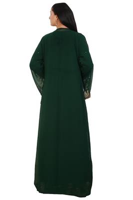 Green Georgette Embroidered Stone Work Islamic Kaftan 2