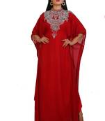 Red Georgette Embroidered Stone Work Islamic Kaftan