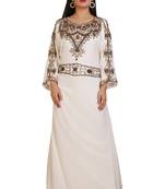 Cream Georgette Embroidered Stone Work Islamic Kaftan