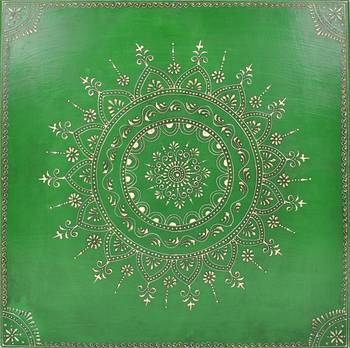 Lal Haveli Low Height Wooden Table Decorative Items for Living Room 18 X 18 X 6 Inches 3