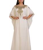 Cream Georgette Embroidered Stone Work Islamic Kaftan